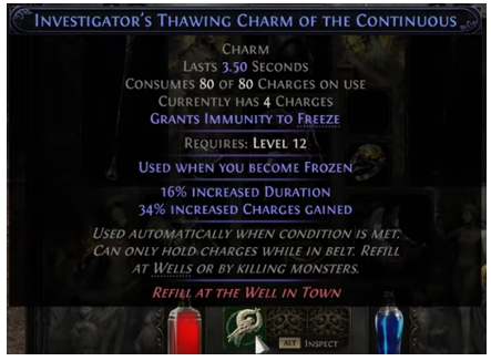 PoE 2 Investigator's Thawing Charm of the Continuous