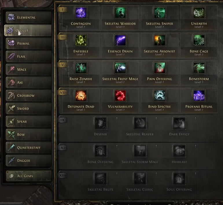 PoE 2 Occult Skill Gems